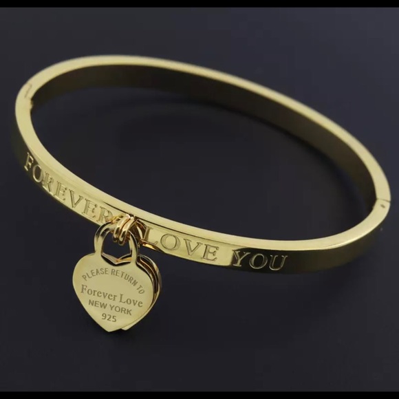 New Heart Love Braclets/ Bangles Gold Color - Picture 1 of 3
